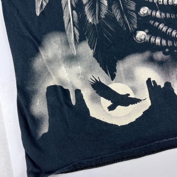 Y2K Native Indigenous Ghost Extra Large Black White Mega Print Short Sleeve Tee - Picture 3 of 12